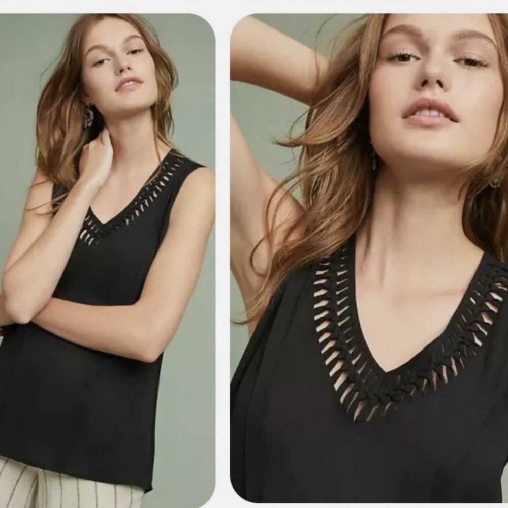Maeve Black V-Neck Tank Top La vista Sz XS